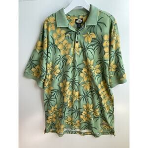 Tommy Bahama Shirt Men's Large Green Yellow Island Golf Polo Shirt Summer